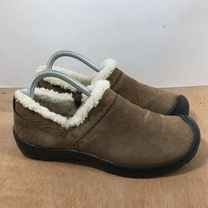 Women's Brown Shearling-Lined Slip-On Shoes